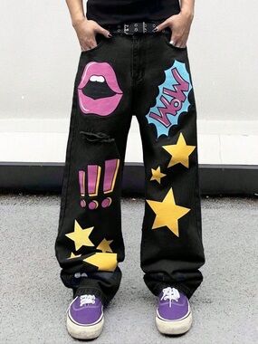 Pop art black jeans